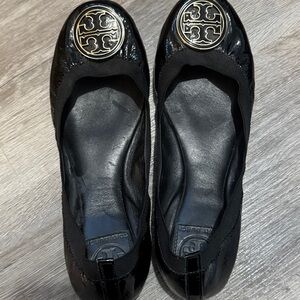 Tory Burch Black Leather Ballet Flats Sz 8.5